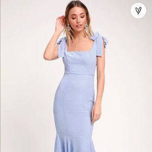 Powder Blue Tie Strap MIDI Dress